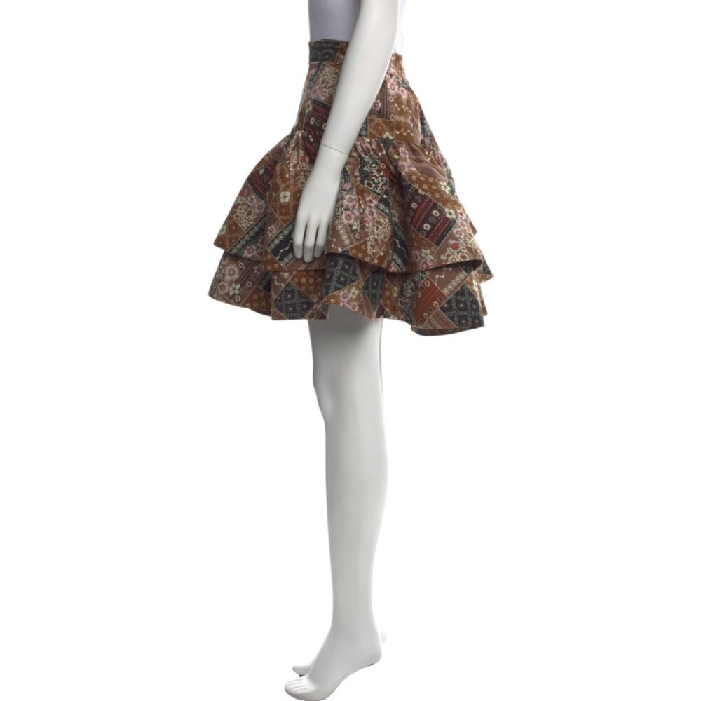 Selkie 'The Beverly Hills' Floral Patchwork Ruffle Skirt Women's 5X -Brown NWT - Picture 4 of 7
